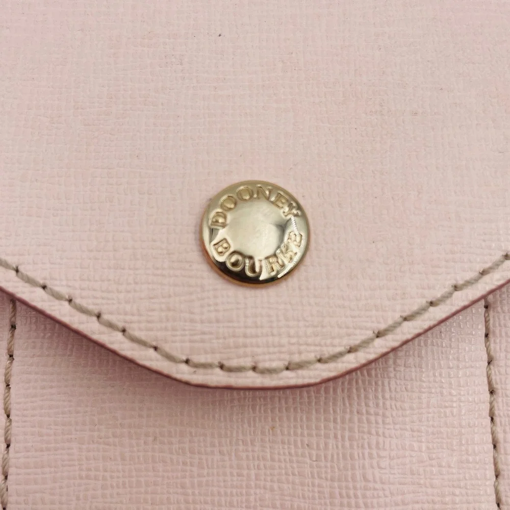 Dooney & Bourke Pink Textured Leather Envelope Clutch Wallet‎ Gold Tone Hardware